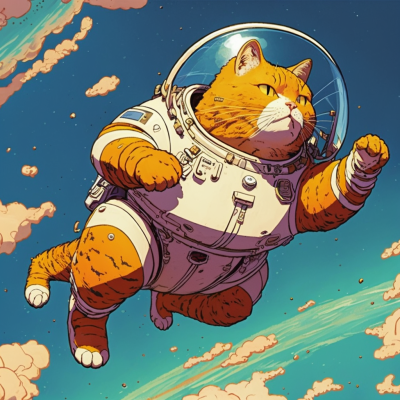 Mad_Mass_drawing_of_fat_orange_cat_astronaut_named_Tom_floating_c2d4268e-6d07-45cd-b391-d57105732e07