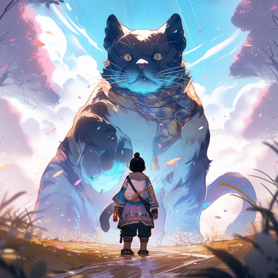 mad_mass_a_little_ninja_boy_and_a_huge_cat_walking_together_in__d8931c6e-38d0-4623-b6ce-2210ac96400c